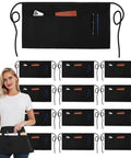 12 Pack Server Aprons With 3 Pockets For Waitstaff, Water Resistant Half Aprons For Women And Men, Durable 100 Percent Polyester shown