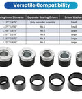 Cam Bearing Removal And Installation Tool Set With One And One Eighth Inch To Two And Two Thirds Inch Adapters shown with chart