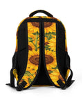 Back view of Dense Sunflower Repeat Printed Backpack For Everyday Carry Unisex Large Capacity Daypack With Durable Zipper