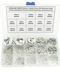 500 Piece Metric E Clips Kit In 304 Stainless Steel With 14 Sizes From 1.5mm To 15mm Side Mount External Retaining Rings Assortment