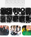 Black Nylon Flat Washers 500 Piece Kit Insulating Mounting Hardware Spacers M2 To M10 For Electrical Outlets And Receptacles Easy DIY Spacing Solution in organizer case