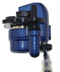PRO BAT rear ATV hydraulic disc brake kit with master cylinder and caliper, blue, side view.