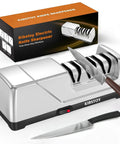 Electric Knife Sharpener 3 Stage Professional Kitchen Sharpening System With 100 Percent Diamond Abrasive and two knives