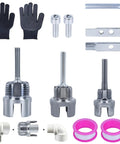 3 Pc Pipe Threading Die Set With Bolt Extractor Tool, Includes 1/2 3/4 1 Inch Threads, gloves, solid aluminum cutter heads, DIY plumbing tools