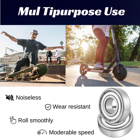 100 pcs 608-ZZ ball bearings, 8x22x7 mm, double shielded metal, for skateboards and scooters