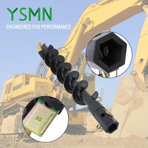 Heavy Duty 6 Inch By 48 Inch Earth Auger With 2 Inch Hex Connect For Post Holes Four Foot Long Pro Grade Post Hole Digger For Fence Posts Decks And Garden Poles With Precise Depth And Diameter Control