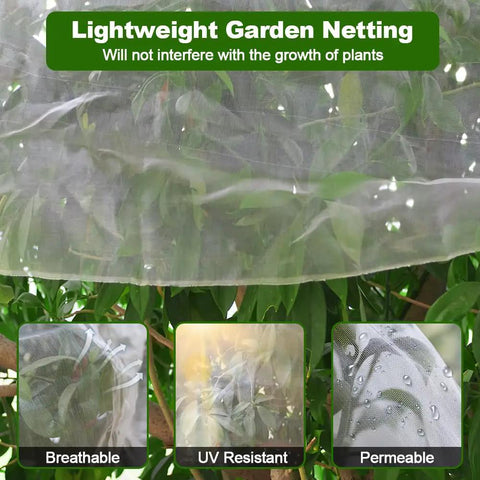 Ultra Fine Garden Netting 15x15 Ft Plant Covers Pro Grade Pest Barrier showing breathable mesh over plants