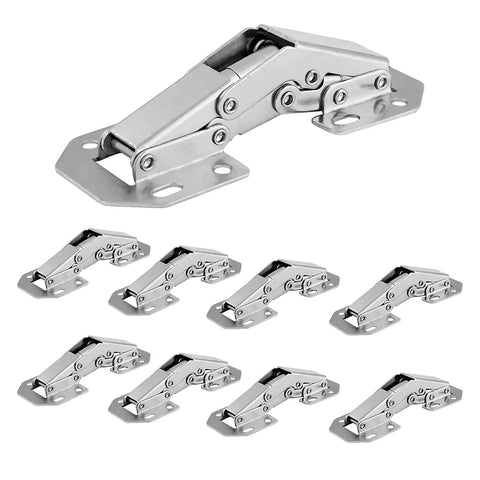 8 Pack Hidden Cabinet Hinges Surface Mount 4 Inch Stainless Concealed Cupboard Hinges High Strength Nickel Plated Steel