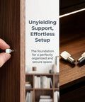 Heavy Duty Spoon Shape 7mm Shelf Pegs 60 Pack Nickel Plated Metal Cabinet Shelf Holders being inserted into wooden shelf