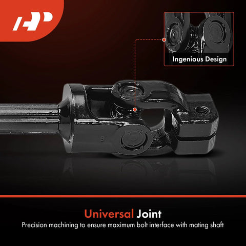 A-Premium lower steering column shaft with U-joint coupler, side view; Ford F-150/Expedition/Navigator