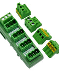 Slim DIN Rail Mount Pluggable Screw Terminal Block Distribution Module 15-Position 5x3, 300V 10A Per Position, 5.08mm Pitch