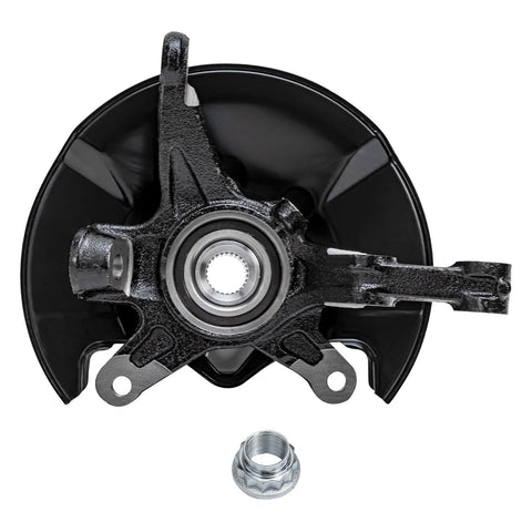 Front view of Front Wheel Hub Bearing And Steering Knuckle Assembly Kit For 2006 2011 Honda Civic with mounting holes and bearing.