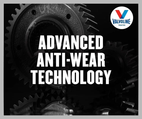 Close-up of gears promoting Multi Vehicle Transfer Case Fluid 1 Qt For AWD And 4WD Rigs Conventional Formula With Anti Wear Tech