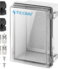 Outdoor Waterproof Electrical Junction Box IP67 ABS Plastic Enclosure With Hinged Cover And Mounting Plate, Wall Brackets, Clear Window