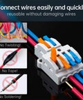 10 Pack Lever Wire Connectors For Quick Wiring Push In Conductor Terminal Block 2 In 4 Out Durable Nylon PA66 in use