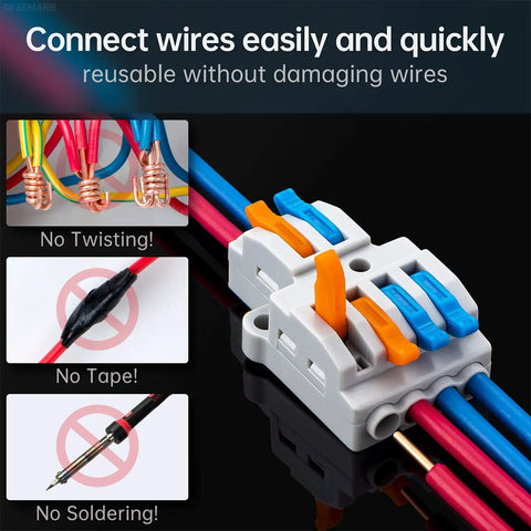 10 Pack Lever Wire Connectors For Quick Wiring Push In Conductor Terminal Block 2 In 4 Out Durable Nylon PA66 in use