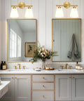 Dope Gold Bathroom Vanity Light Fixture With Frosted Glass Shade Two Light Over Mirror Vanity Lighting Brass Wall Lamps shown mounted
