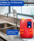 On Demand 110V Tankless Water Heater Electric Wall Mount Straight Up Instant Hot Water For Kitchen And Bathroom Compact Portable Mini Eco Setup mounted in a modern kitchen.