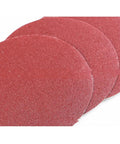 Heavy Duty 4 And 5 Inch Hook And Loop Sanding Discs Pack Includes Premium Aluminum Oxide Abrasive Paper in red color.