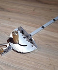 Rock Solid Upgraded Miter Gauge With 27 Tight Angle Stops And Smooth Adjustable Aluminum Head For Table Saw Crosscuts Router Tables Band Saw Bullseye Precision Jig Silver Pro Woodworking Accessory on wood floor.