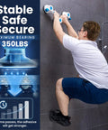 Man testing Super Strong Adhesive Shower Grab Bar L Shape Handle Rail for Bathroom Safety on tiled wall