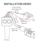 Installation demo for Jnixij Wired Winch Handheld Remote Controller wiring to battery and winch connections.