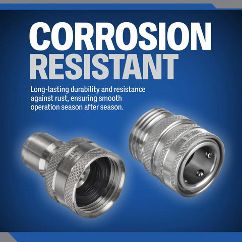 Stainless Steel Garden Hose Quick Connect Fittings Set Of 2 With 3/4 Inch Size Rust Resistant And Leak Free One Hand Operation Design