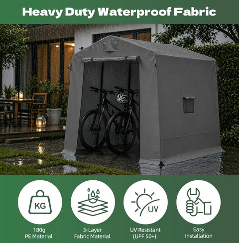 Heavy Duty 7x6x6 Ft Outdoor Storage Shed Portable Shelter With Double Zippered Doors Mesh Windows Waterproof UV Resistant PE Cover and Steel Frame in garden