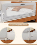 Folding Bed Rail Guard For Toddlers With No Drill U Shape To T Base Upgrade Safe Universal Fit 75 Inch Grey