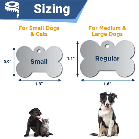 Stainless Steel Pet ID Tags With Custom Engraving On Both Sides Durable Dog And Cat Tags In Bone Shape Sizing Guide