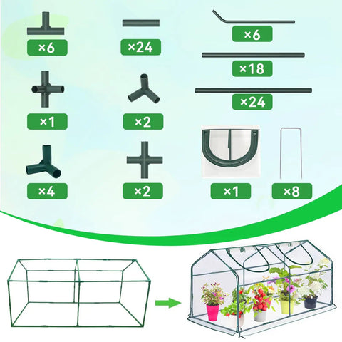 Compact Outdoor Mini Greenhouse With Roll Up Door No Fuss Setup Portable Tunnel Grow Shelter Clear UV Waterproof Cover Sturdy Steel Frame And 8 Ground Stakes 71 Inch By 36 Inch By 36 Inch