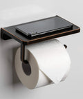 Oil Rubbed Bronze Wall Mount Toilet Paper Holder With Shelf And Phone Slot, Heavy Duty Zinc Alloy Dispenser for Bathroom and Kitchen