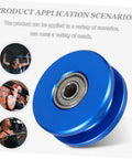 Aluminum U Groove Pulley For Gym Cable System Dual Bearing Silent Roller Stable Home Gym Fitness Gear For Smooth Weight Lifting Compact Quiet Durable Cable Pulley For Any Workout Setup blue aluminum roller