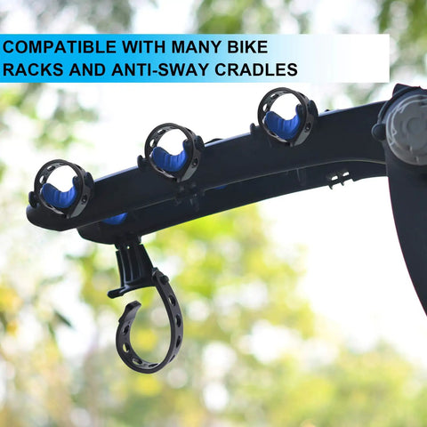 Bike rack with attached cradle straps, compatible with Must Have Six Piece Black Rubber Strap Set for Bike Rack Replacement.
