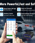 Person using Bluetooth OBD2 Diagnostic Adapter For iOS Android And Windows Read And Clear Check Engine Codes Real Time Performance Data