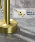 Stable brass base of Freestanding Brushed Gold Tub Filler Faucet With Hand Shower And Swivel Spout Floor Mounted Brass Tub