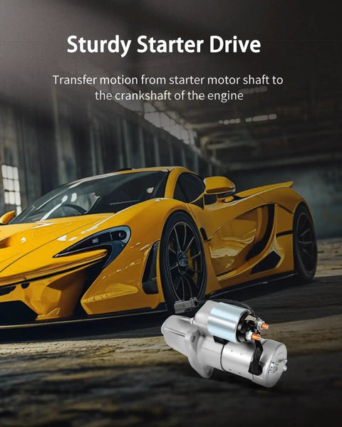 Starter Motor For Infiniti I30 And Nissan Maxima 3.0L 12V 10-Tooth Pinion next to sports car, used for reliable cranking