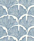 Removable Peel And Stick Wallpaper With Blue Ginkgo Leaves On Off White Background Self Adhesive Wall Covering For A Modern Tropical Look
