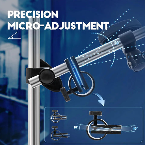 Heavy Duty Magnetic Base Stand with Fine Adjustment for Dial Indicator, showing adjustable arm mechanism and clamping details
