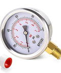 BPSSDI 100 psi vacuum pressure gauge, 2.5-inch dial, 1/4-inch G lower mount, stainless steel case with brass connector