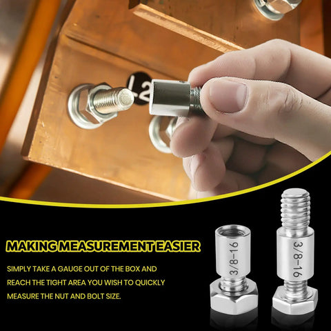 Nut And Bolt Thread Gauge Set With 14 Inch And 12 Metric Sizes For Quick Detection Of Fixed Bolts And Threaded Holes In Tight Enclosed Spaces