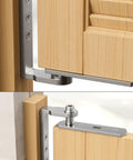 Automatic Closing Double Action Stainless Steel Hinges Set 1 Pair for Doors and Bookcase Doors, close-up on mounted hinges