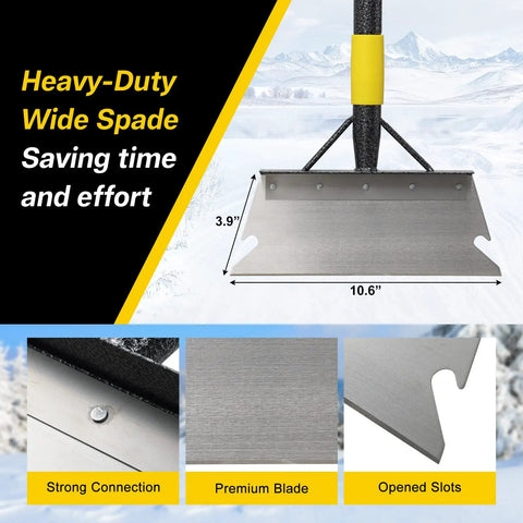 Heavy Duty Flat Shovel Ice Scraper For Winter Cleanup Snow Shovel For Driveways And Sidewalks Stainless Steel Multifunction Floor Scraper close-up