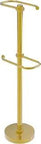 Two Roll Toilet Paper Stand With Heavy Weighted Base, Tip Resistant Free Standing TP Holder in Polished Brass, Solid Brass