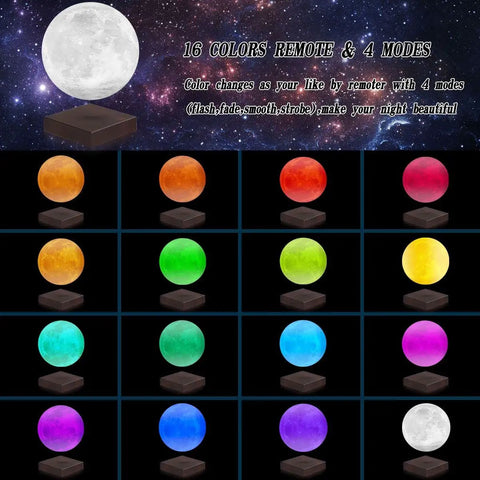 Levitating Moon Lamp Dope 6 Inch Magnetic Floating Moon Light With 16 Colors And 20 Modes, 3D Printed From Real Moon Scan, Ideal Home And Office Decor Gift