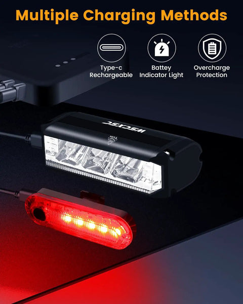 Ultra Bright USB Rechargeable Bike Headlight Set With 3 LEDs And 5 Lighting Modes For Night Riding Waterproof Headlamp And Tail Light Ride Ready For Adults And Kids Mountain MTB Off Road Cycling