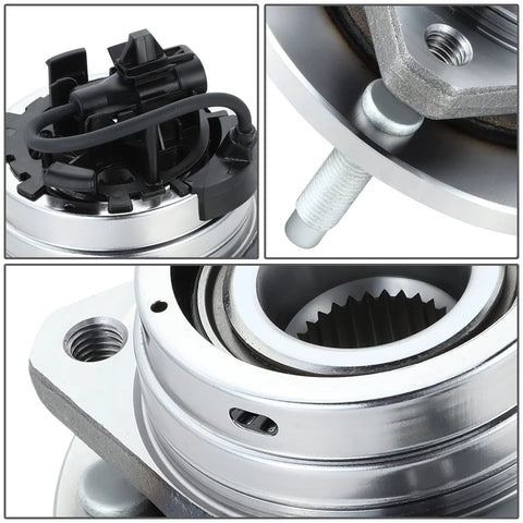 Front Wheel Bearing Hub Assembly With ABS Sensor Plug For Chevy Cobalt HHR Malibu Pontiac G6 Saturn Aura 2004 To 2012 Driver Or Passenger Side Bare Steel Replacement Ready To Bolt In
