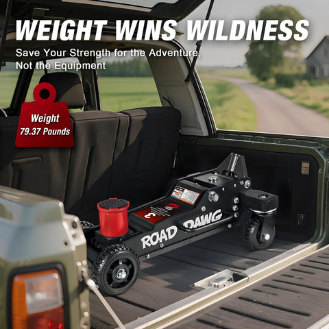 3 Ton Aluminum Off Road Floor Jack With Big Wheel System For Rough Terrain And Heavy Duty Hydraulic Lift Up To 6000 Lbs Capacity For Trucks SUVs And ATVs Portable Professional Jack