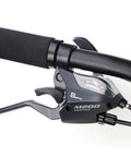 3x7 Speed Bike Thumb Shifter Set For Mountain Cruiser And Folding Bikes showing left handlebar and gear shifter
