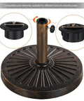 Heavy base detail of 9Ft Outdoor Patio Umbrella With Heavy Duty Base Included Push Button Tilt And Crank UV Protected Waterproof Canopy